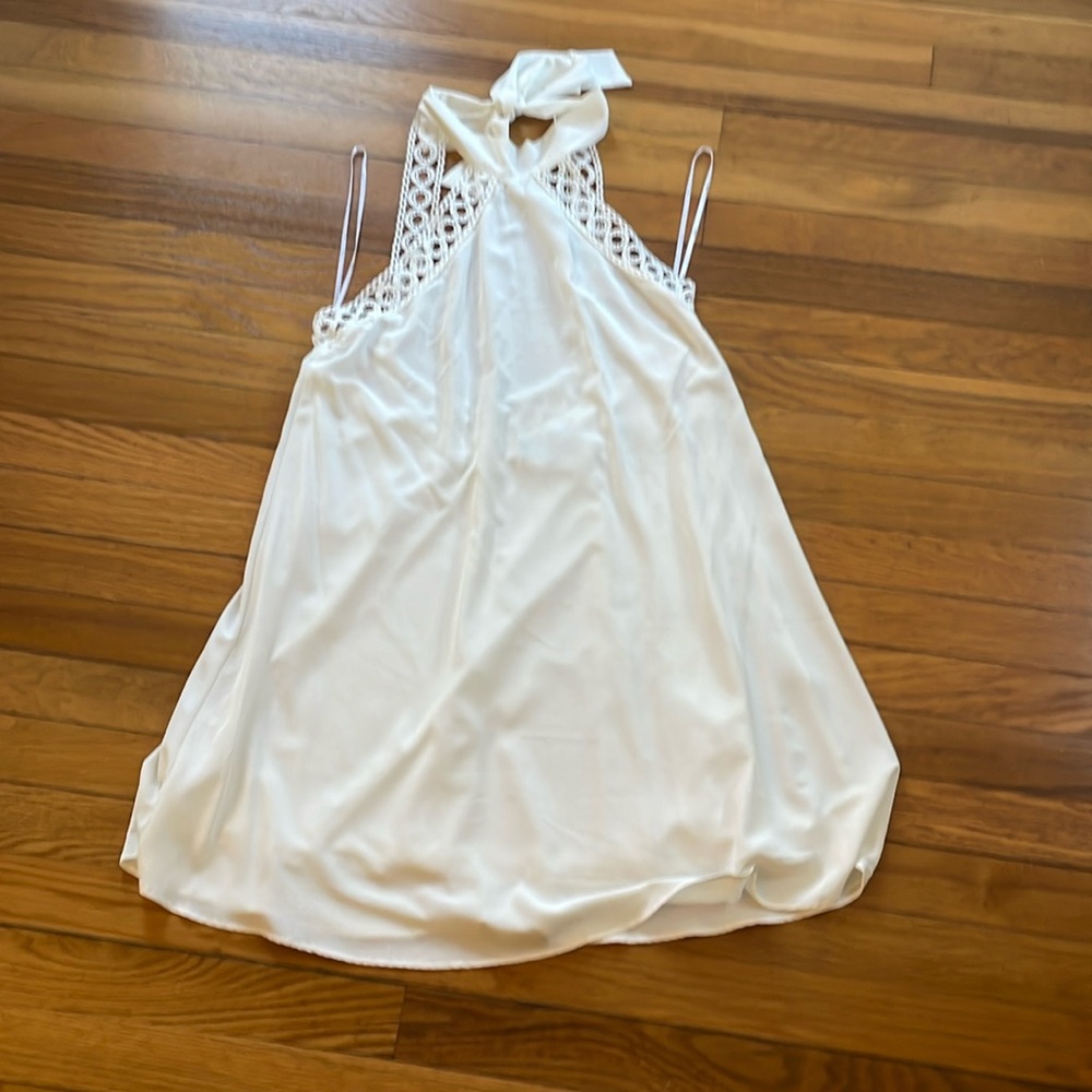 White halter shift dress